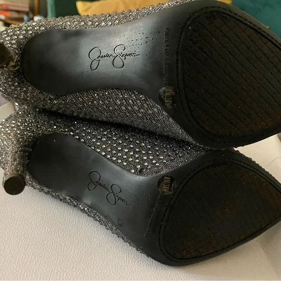 Elegant Gray Stiletto Boots Layzer pewter glitter - Picture 3 of 6